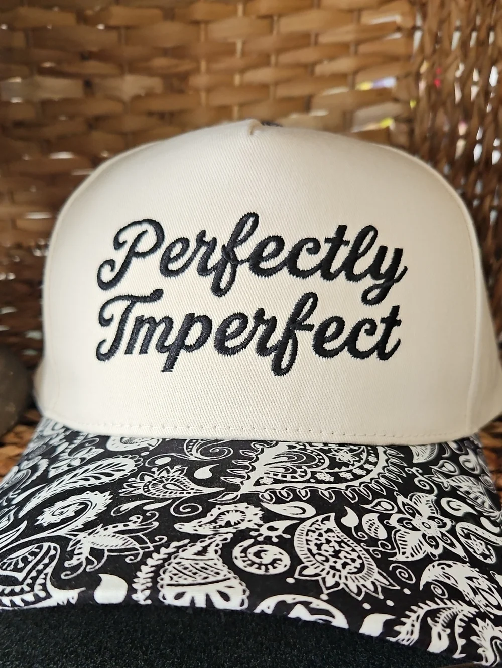 Perfectly Imperfect White and Black Trucker Hat - Unbranded